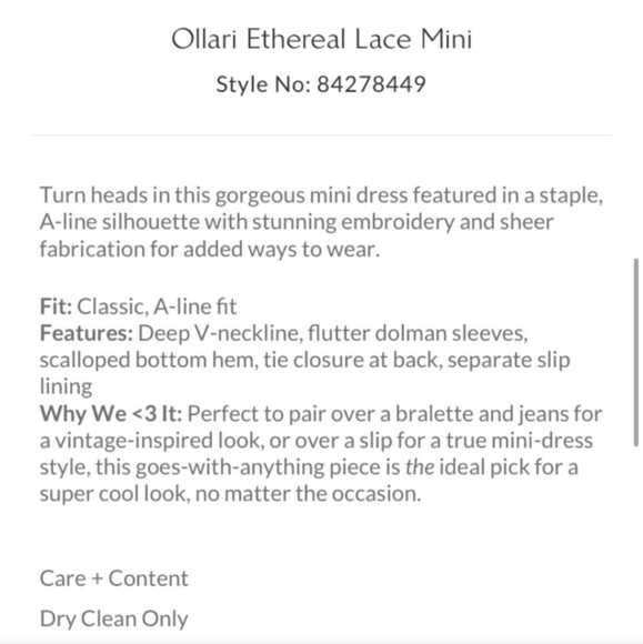 FREE PEOPLE Ollari Ethereal Lace Mini Black Dress NWT Large - Picture 7 of 9